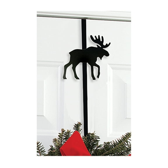 Home Indoor Decorative Moose Door Wreath Hanger - Black