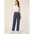 thumbnail image 3 of Pantalones a cuadros casuales para mujer, bolsillos, pierna recta, trabajo, oficina, pantalones Azul Oscuro XL, 3 of 6