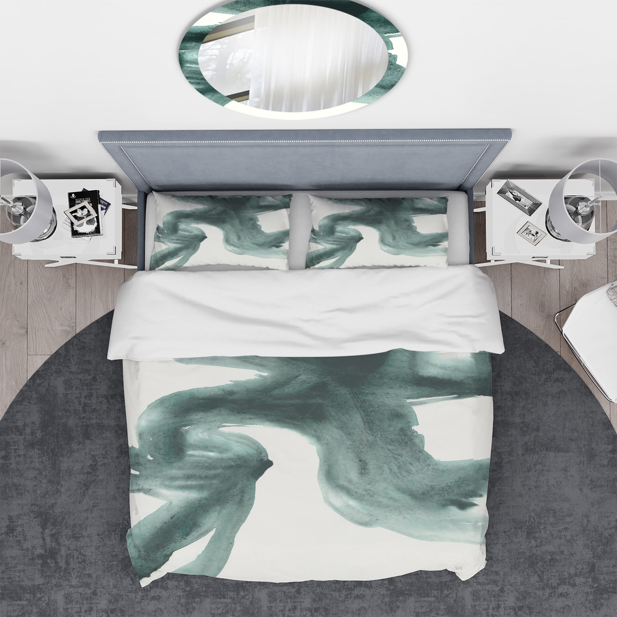 Designart 'Gouache Green on Gray II' Geometric Duvet Cover Set