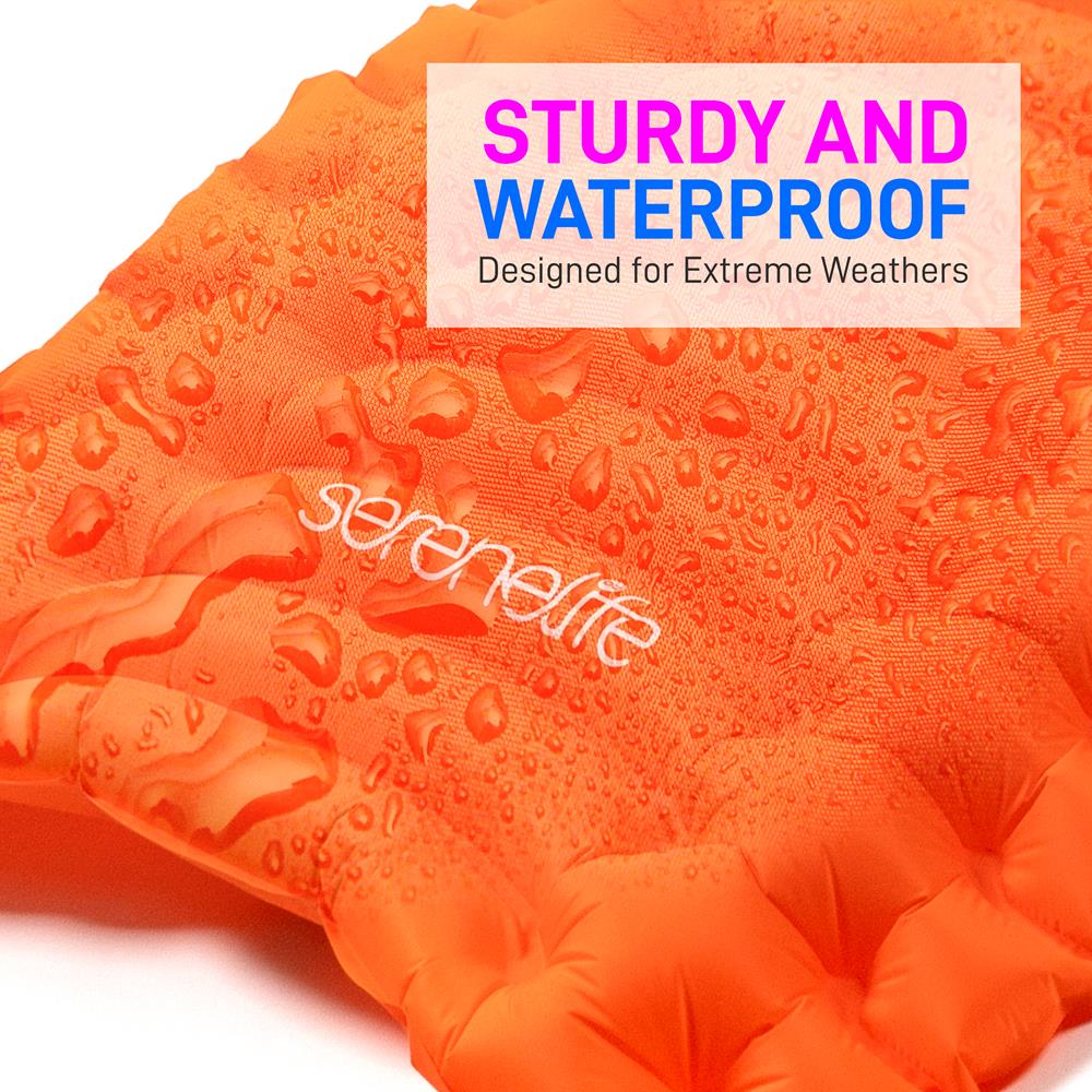 Serenelife Backpacking Self Inflating Waterproof Sleep Pad Inflatable Camping Sleeping (ORANGE) - image 5 of 8
