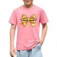 thumbnail image 3 of Pink Girls T-Shirt, Cute Kids Graphic Tee with Rainbow & Bow, Cotton Short Sleeve Crewneck Top for Kids & Little Girl,Size 4 T, 3 of 9