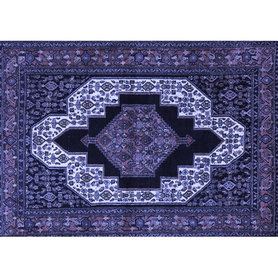 Ahgly Company Machine Washable Indoor Rectangle Persian Blue Traditional Area Rugs, 8' x 10'
