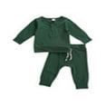 thumbnail image 1 of 2Pcs Toddler Outfits  Solid-Color Long-Sleeves Top + Elastic-Waist Pants MHXX, 1 of 6