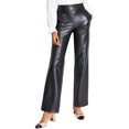thumbnail image 1 of Anne Klein Womens Faux-Leather Straight Leg Casual Pants, black, XS, 1 of 1