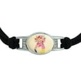thumbnail image 2 of Pretty Pink Flamingo Flowers Novelty Suede Leather Metal Bracelet, 2 of 4