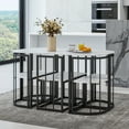 thumbnail image 2 of UHOMEPRO 7 Piece Dining Table Set, Modern Faux Marble Tabletop and 6 Chairs, Compact Kitchen Table Set for 6, Small Dining Room Set for Bar Dining Room Breakfast Nook, Black+White, 2 of 8