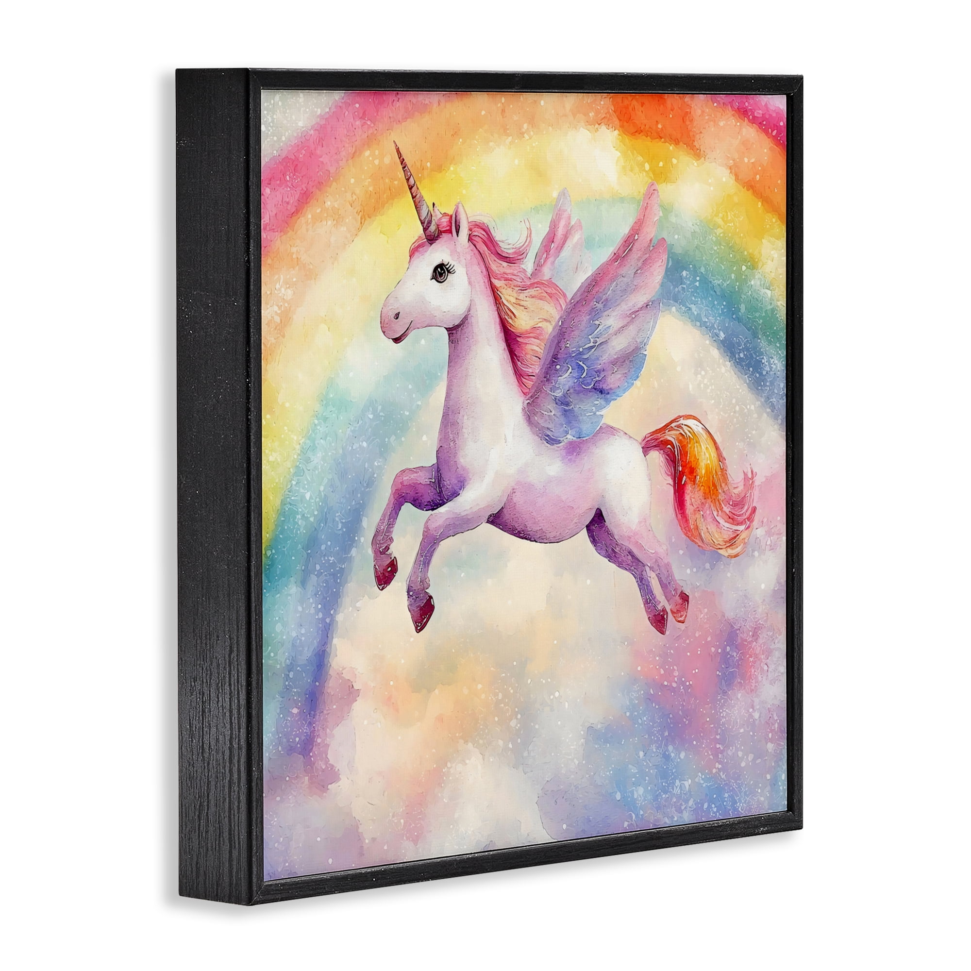 Stupell Industries Flying Unicorn In Rainbow Sky Black Framed Giclee Art, design by Creative Studio