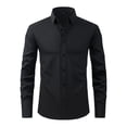 thumbnail image 3 of HCYSFG Mens Big And Tall Solid Color Shirt Button Front Notch Neck Long Sleeve Wrinkle Resistant Business Top Formal Dress Shirt, 3 of 3