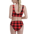 thumbnail image 3 of Picia Buffalo Plaid Red Black Women's High Waisted Bikini Scoop Neck Swimsuit Two Pieces Bathing Suit-X-Large, 3 of 8