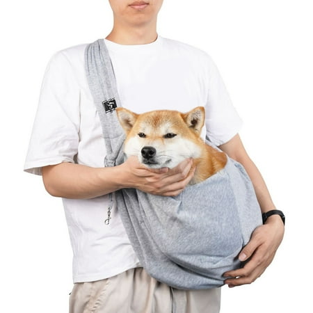 Fairnull Adjustable Dog Sling Carrier with Pocket Safety Hook Hands-Free Pet Bag Breathable Small Animals Carrier Crossbody Shoulder Outdoor Travel Portable Bag