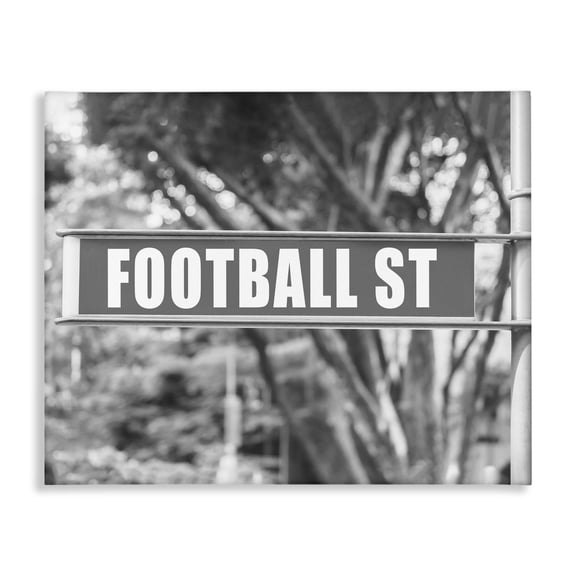 Stupell Industries Football Street Sign Sports Photography Wrapped Canvas Art Print Wall Art, 20 x 16
