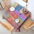 thumbnail image 2 of Colorful Pioneer Flower Patchwork Square Tablecloth,Waterproof Square Table Cover,Wipeable Spillproof Washable Table Cover for Home Kitchen Party Decor 42"X42"(107x107cm), 2 of 6