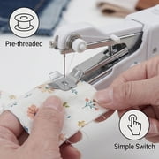 Portable Handheld Sewing Machine, 2025 New Fast Stitch Mini Electric Sewing Machines, Small Hand Held Sewing Machine for Adults Beginners DIY Fabrics Clothes Home Travel (White)