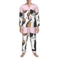 thumbnail image 3 of Sikiie Cute Cats Mens Pajama Set, Soft Warm Long Sleeve Sleepwear, Cozy Button-Down Pjs for Men-Large, 3 of 7