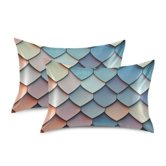 Yayeee Pillowcase Standard Size Set of 2 Satin Wrinkle Resistant Pillow Case, Blue Art Pattern