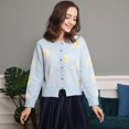thumbnail image 3 of REDHOTYPE New Ladies Printed Sweater Small Autumn Chrysanthemum Embroidered Knit Long Sleeve Button Cardigan Jacket, 3 of 4
