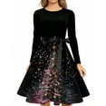 thumbnail image 4 of Women's Fashionable and Elegant Winter Long-sleeved Christmas Tree Print Dress for Holiday Parties and Casual Wear, Stylish Women's Seasonal Dress,Black,L, 4 of 4