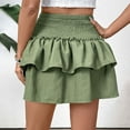 thumbnail image 4 of Byworldtasic Womens Solid Color Skirts Women's High Waist Ruffle Mini Skirt Cute Tiered Short Skirt with Shorts, 4 of 9