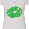 thumbnail image 4 of Inktastic St. Patrick's Day Lucky Lips with White Shamrock Women's V-Neck T-Shirt, 4 of 5