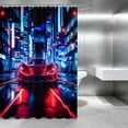 thumbnail image 2 of Erosebridal Sports Car Shower Curtain 72Wx78L, City Night Bath Curtain, Red Neon City, 2 of 5