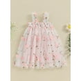 thumbnail image 3 of Aojekbee Toddler Girl Summer Sleeveless Dress, Sweet Flower Embroidery Tulle Patchwork A-line Slip Dress, 3 of 9