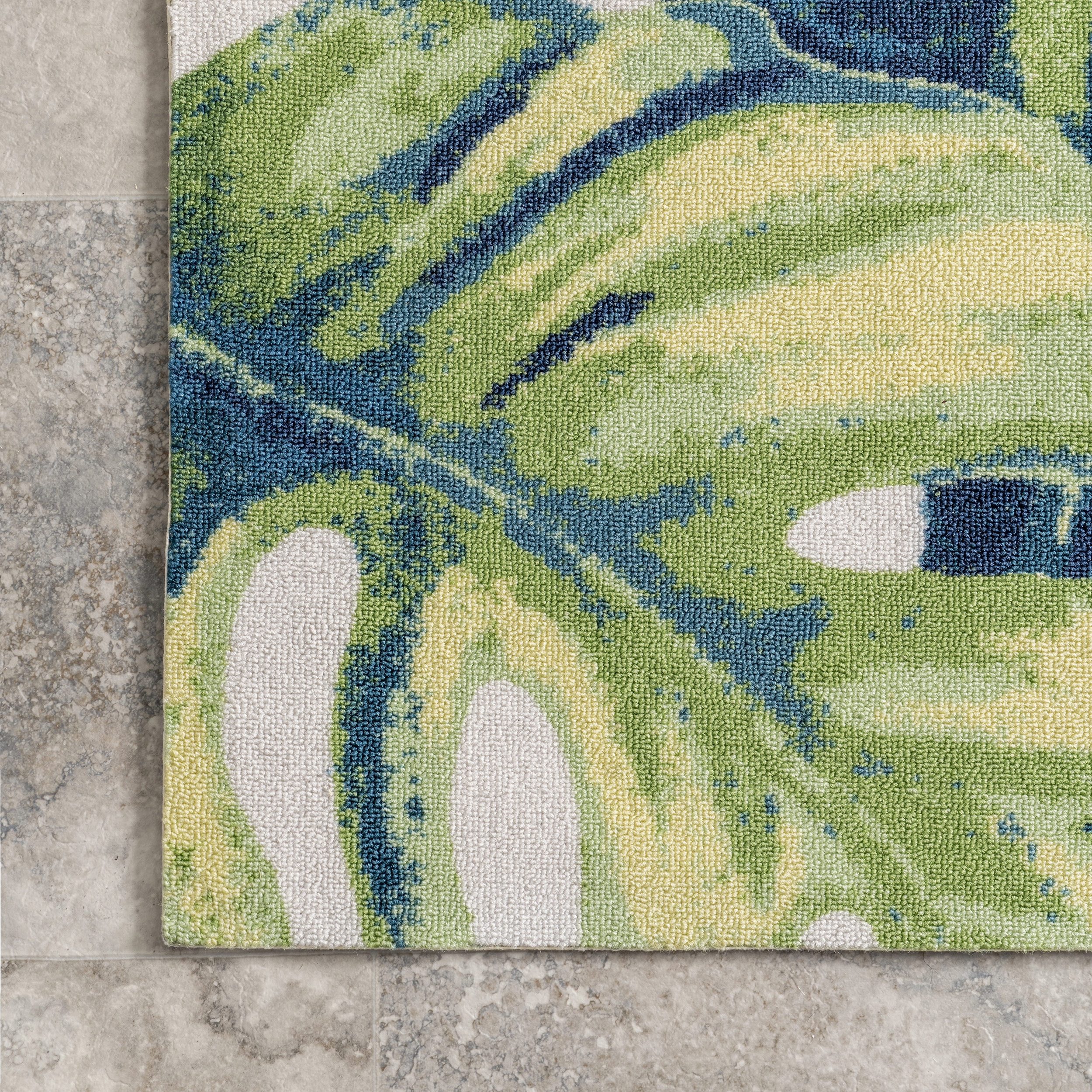 nuLOOM Lisa Floral Indoor/Outdoor Green Multicolor 10' Modern Square Rug