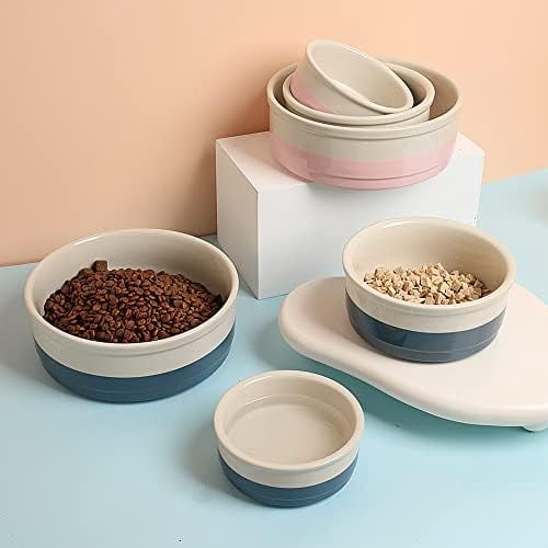 Ceramic Dog Bowls, Dog Food Dish for Large Dogs and Cat, Heavy Duty Porcelain Pet Bowl for Canned Food and Water 78 Fl Oz （Fog Blue）