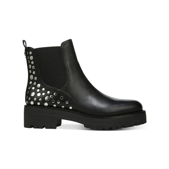 SAM EDELMAN Womens Black Goring Studded Lug Sole Jalyn Round Toe Block Heel Slip On Leather Booties 5 M