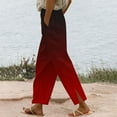 thumbnail image 4 of Olyvenn Gradient Cotton Linen Pants for Women 2025 Summer Gauze Drawstring High Waisted Wide Leg Trousers Beach Vacation Clothes Red L, 4 of 5