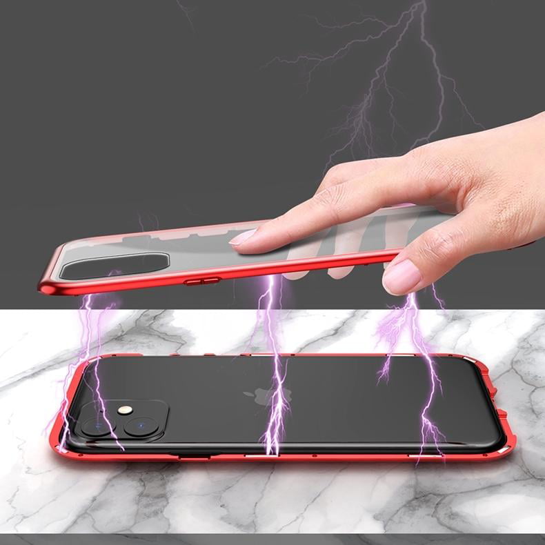 iPhone 11 Pro Max Magnetic Metal Frame Front and Tempered Glass Full Screen Coverage Flip Cover [Support Wireless Charging] iPhone 11 Pro Max - Red - Walmart.com