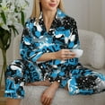 thumbnail image 6 of Pajamas for Women Set - Football Time Comfy Long Sleeve Button Up Pajama Sets for Women 2 Piece, Soft Sleepwear Nightwear Pjs Lounge Sets for Women with Pockets, 6 of 6
