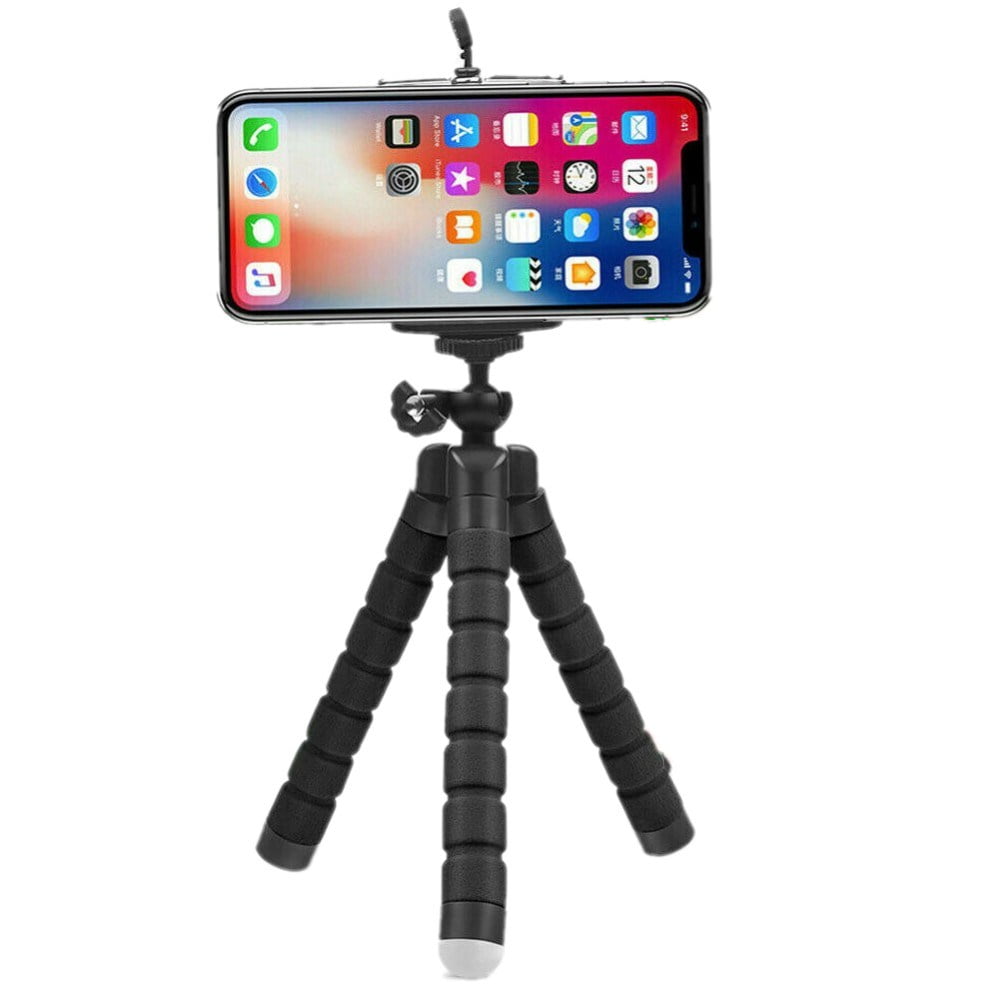 Mobile Phone Tripod Tlexible Octopus Stand any Smartphone Tripod With Cell Phone Holder Camera Stand black