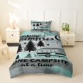 thumbnail image 2 of Castle Fairy Rustic Camping Quote Twin Bedding for Adults, Camper Silhouette Duvet Cover Set for Nursery, Teal Gray,2pcs,No Comforter, 2 of 5