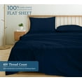 thumbnail image 4 of 400 Thread Count 100% American Grown Cotton Flat Sheet - Cooling Sheets - Queen Sheets - Luxury Sateen Weave - Queen Flat Sheet Sold Separately - Navy Flat Sheet Only (Queen, Rivera Navy), 4 of 9