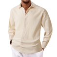 thumbnail image 2 of Men Solid Color Long Sleeve Button Down Shirt Casual Turn Down Collar Top Fashion Lightweight Soft Fabric Daily Business Work Outdoor Sport Wear Shirts Polos For Men, 2 of 5