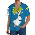 thumbnail image 3 of Sigee Goose Holding an Umbrella Print Men's Shirts Casual Button Down Short Sleeve Summer Beach Shirt Hawaiian Vacation Shirts Tee Shirt-3X-Large, 3 of 7