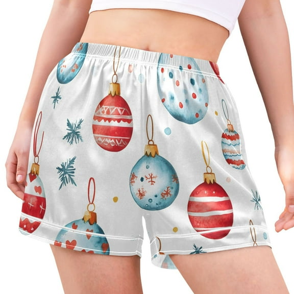 joogoo Women's Pajama Lounge Shorts Christmas Ball Bottoms Sleep Short M