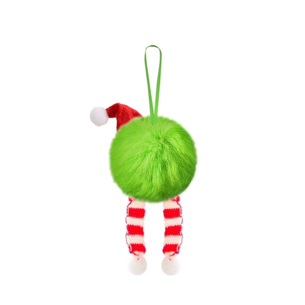 Adornos colgantes para árbol de Navidad, bolas de imitación peludas con cinta, decoraciones para fiestas