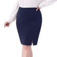 thumbnail image 2 of DARING DIVA Women's Plus Size Knee Length High Waisted Stretchy Skirt 1X Navy Blue, 2 of 6