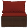 thumbnail image 5 of vidaXL 4 Seater Sofa with Cushions Brown Poly Rattan, 5 of 8