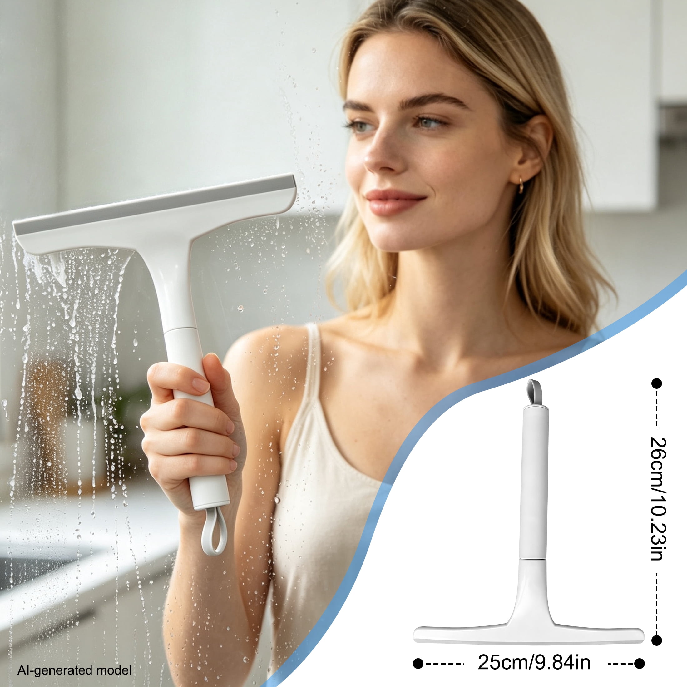 Squeegee for Shower Glass Door Silicone Shower Squeegee for Glass Doors All-Purpose Window Squeegee for Tile Shower Walls, Sink, Mirror, Bathroom, Car Window Cleaning