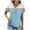 Light Blue, variant on Women's Short Sleeve V Neck Shirts Summer Collared Tops Casual Loose Tees Tops