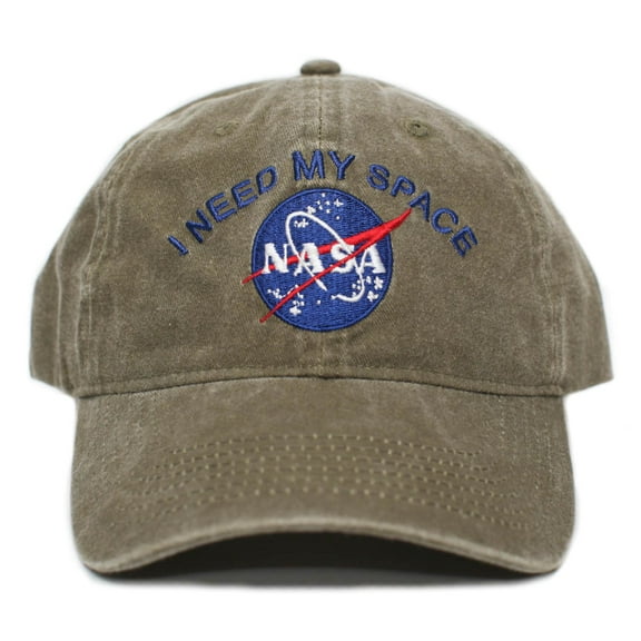 NASA I Need My Space Pigment Dye Embroidered Hat Cap Unisex Adult Multi (Olive)
