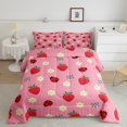 thumbnail image 1 of Erosebridal Ensemble de Literie Mignon Fraise pour Lit Simple, Couette Kawaii Coccinelle, Décor de Fleurs de Dessin Animé, Réversible 2 Pcs, 1 of 7