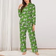 thumbnail image 2 of Pajama Sets for Women 2 Pcs, Realistic Cartoon Cute Cow Meadow Button Down Long Sleeve Sleepwear Lounge PJ Sets, 2 of 6