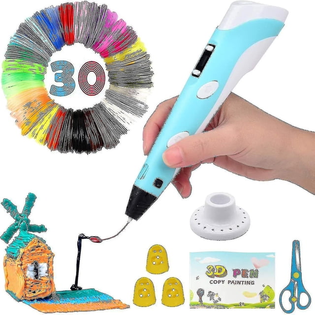 Bolígrafo inteligente 3d con pantalla LED. Bolígrafo de impresión 3D con carga USB. Recambios de filamento Pla de 10 colores. Compatible Pla & Abs. Perfect Arts Crafts Gift - ShuxiuWang 8390613596567