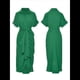 thumbnail image 2 of Vestido Camisero Fruncido de Verano para Mujer, Corta, Solapa, Cuello en V, Fiesta, Cintura Alta, Verde L, 2 of 6