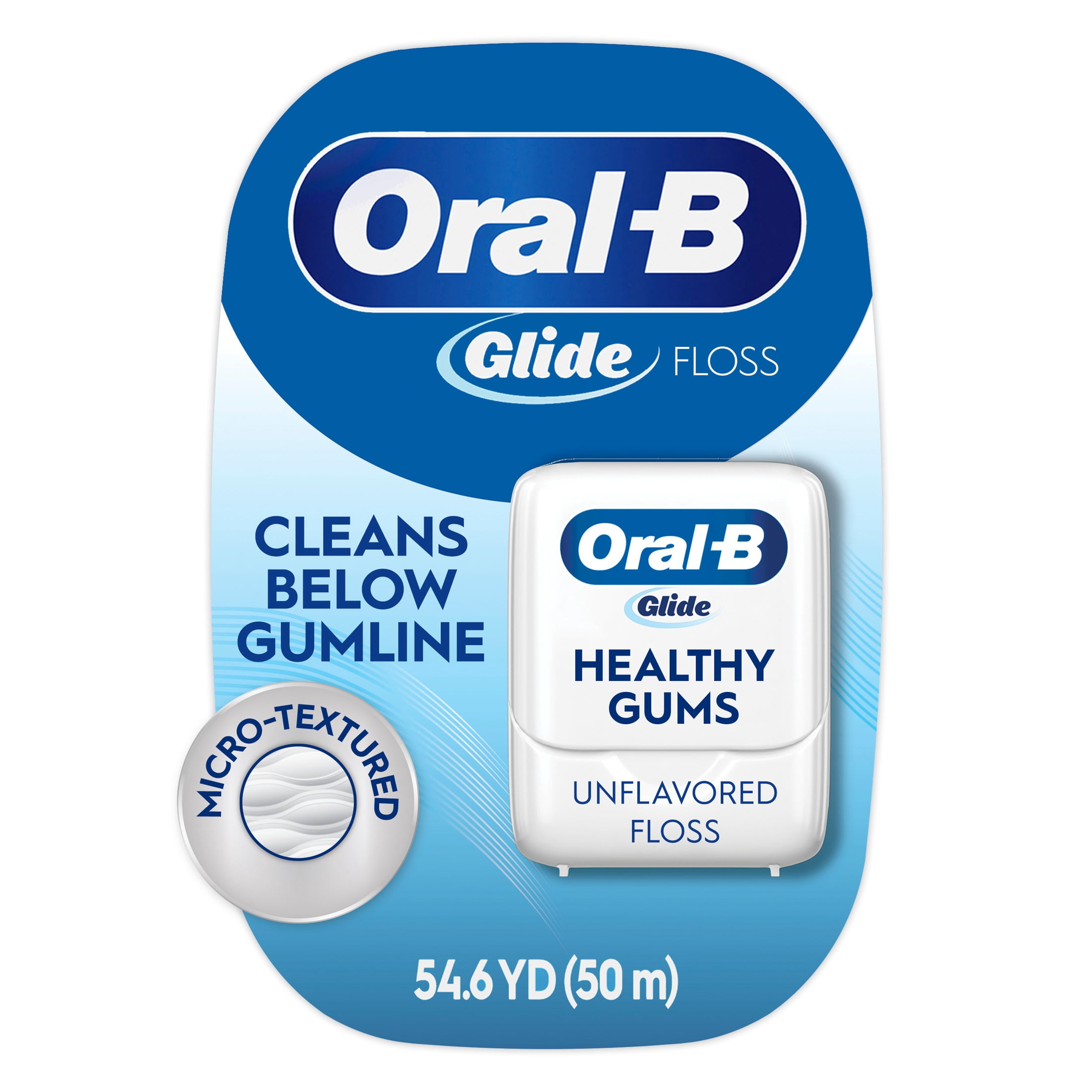 (2 pack) Oral-B Floss, Glide Healthy Gums Unflavored Dental Floss, Smooth, Strong, Shred Resistant 50m