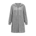 thumbnail image 5 of Hurxie Women's Zip Up Hoodies Oversized Fleece Long Tunic Sweatshirts Casual Long Sleeve Fall Hoodie Jacket Coat Gray,S, 5 of 6