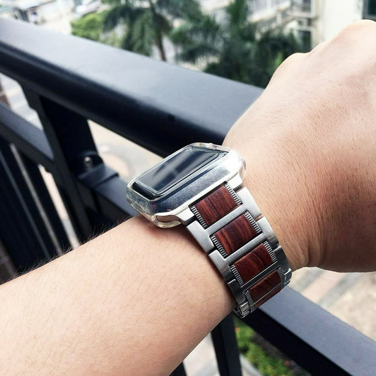 YuiYuKa Wood Strap for Apple Watch Band 38mm 42mm 45mm 41mm 44mm